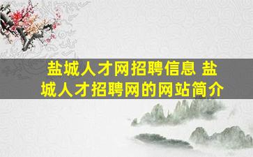 盐城人才网招聘信息 盐城人才招聘网的网站简介
